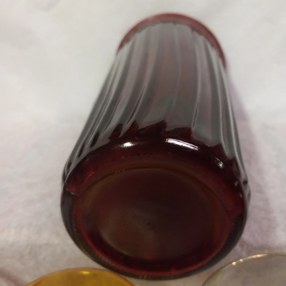 VINTAGE Ribbed Vase Ruby Garnet Red Glass, Tall, Rare, Vintage Collectible
